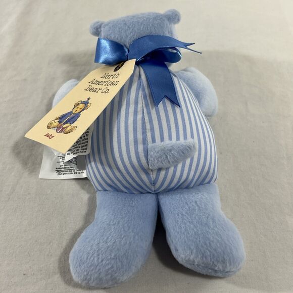 North American Bear Co 9” Rattle Flatopotamus Blue Hippo Plush 1992 NEW with TAG - Picture 4 of 7